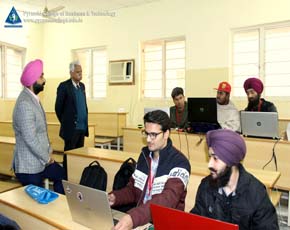 S. Bhavnoor Singh Bedi - Vice Chairman and Dr. Sanjay Bahl, Director at PCBT encouraging the contestants who participated in the Hackathon