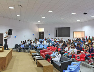 Hon'ble Director-PCBT Dr. Sanjay Behl is welcoming new students to college.